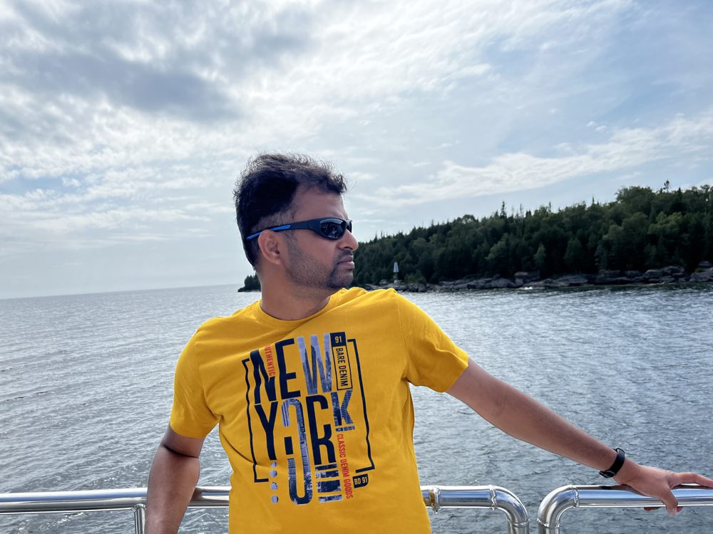 Vid on a boat on Georgian Bay